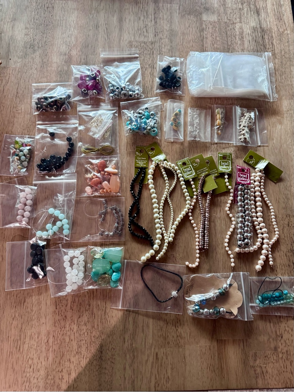 Gallery Mixed Bead & Pearl Hair Accessory Lot - Cream, Black, Pink, Turquoise